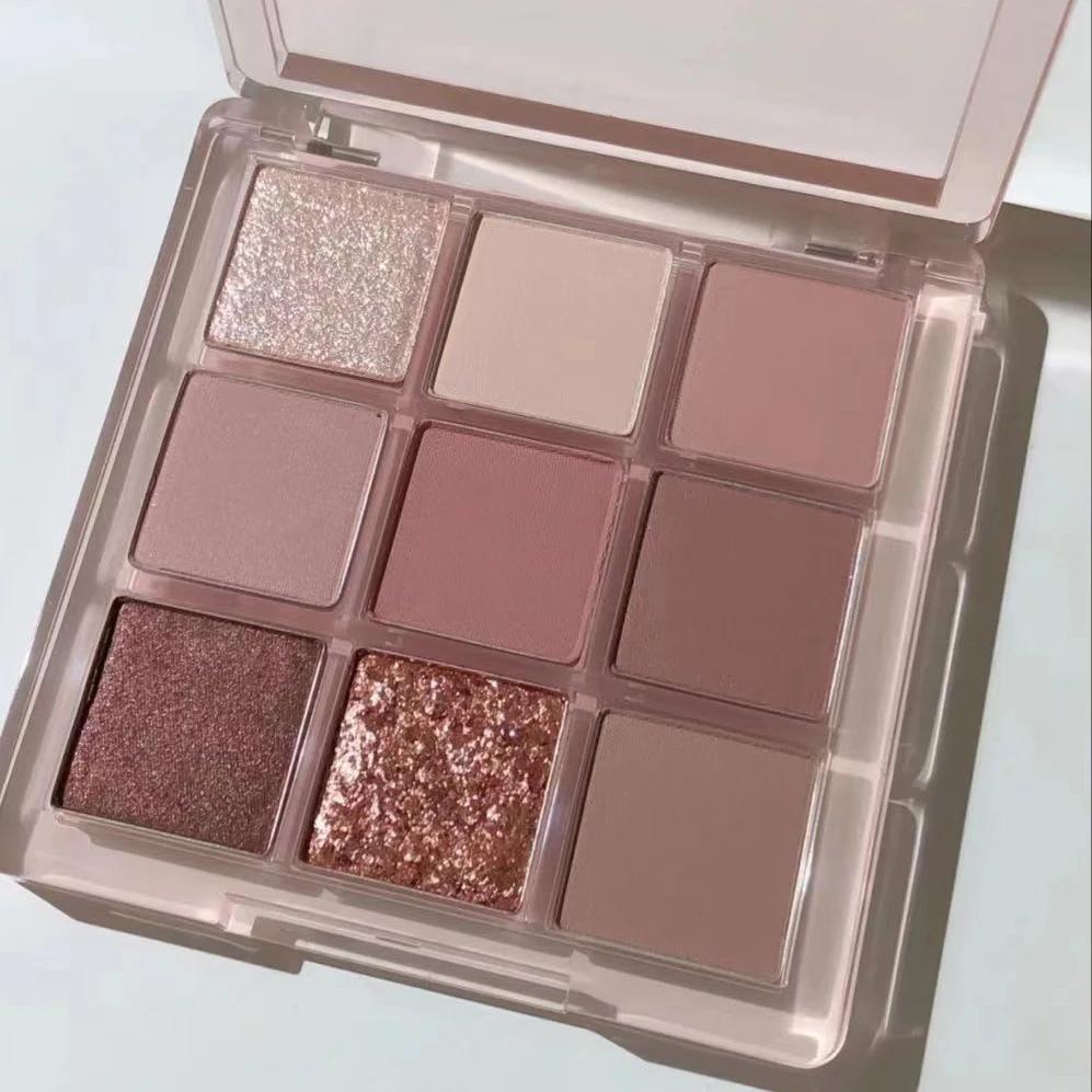 9 Glitter Eyeshadow Palette Pink Pearly Eyeshadow Palette Korean Charming Eye Makeup Palette Shiny Eye Shadow Eye Pigments