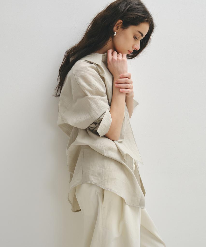NOIRER FOR WOMAN Pale Scarf Loose Fit Shirt (Pale Mint)