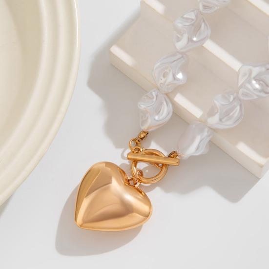 Ожерелье с подвеской в виде сердца, ожерелье на ключицу из неправильных искусственных жемчужин, браслет, массивное ожерелье-чокер, романтическое украшение, подарок для нее