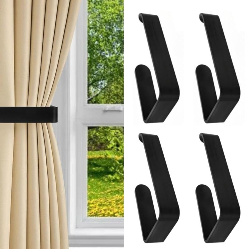 2Pcs Acrylic Curtain Tiebacks Holdbacks Hooks Wall Mounted Window Drapery Holders Buckles for Home and Office Decors