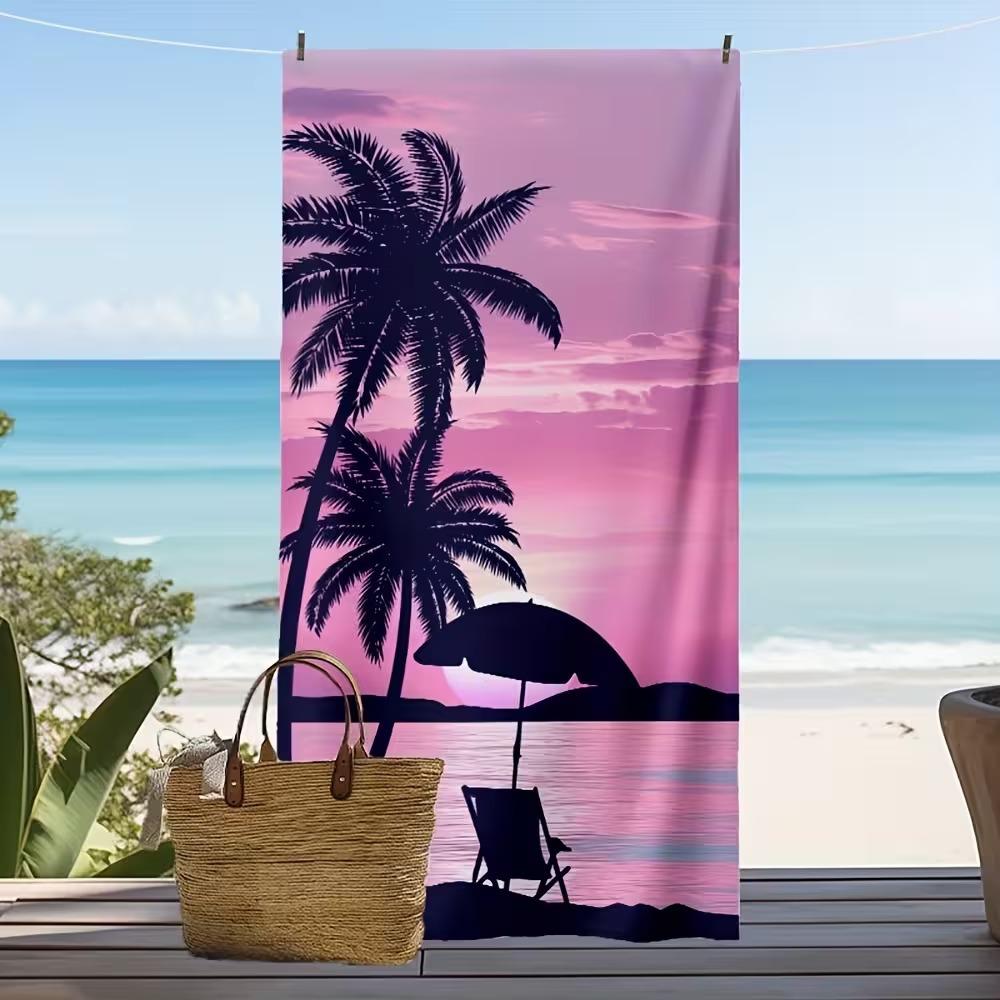 Beach Theme Beach Towel Starfish Shell Printing Microfiber Quick Drying Absorbent Large Bath Towel
