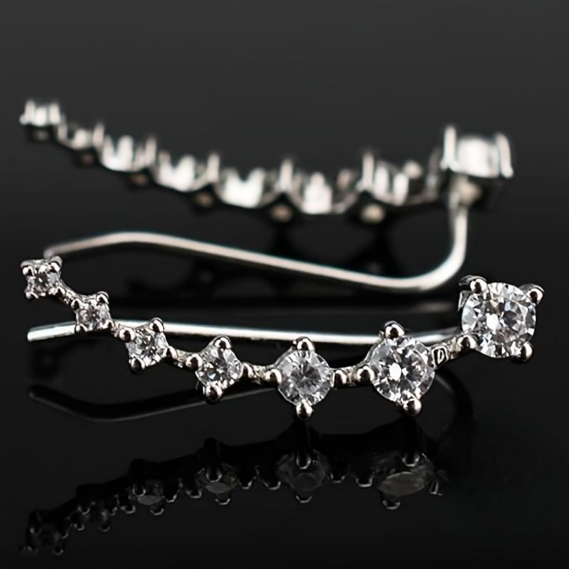 1 Pair of Exquisite and Elegant Curved Earrings, Adorned with Imitation Zircon Women's Light Luxury and High-end Versatile Earrings, The Perfect Gift