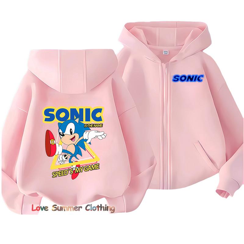 Худи для мальчиков на молнии ежик для девочек осенняя куртка с капюшоном на молнии sonic осень тень пуловер повседневное худи размер 100-160