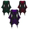Women's Vintage Skull Head Medieval Gothic Witch Cosplay Costume Dress For Halloween Party