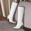 Oversized Pointed-Toe Boots Wineglass Heel Stiletto Knee-Length Boots 2025 Autumn Winter New Side Zipper Super High Heel PU Boot