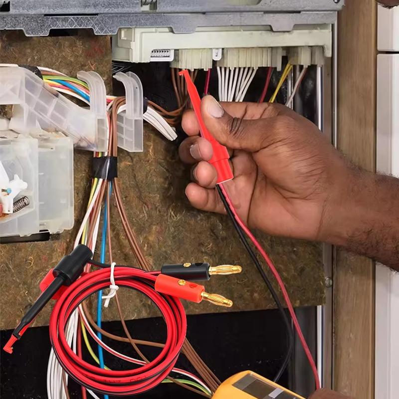 1/2 шт. Для мультиметра Измерительные провода Проводной разъем Красный Черный Банан 1 м 4 мм Штекер-банан на Электрический зажим-крючок Измерительный кабель Позолоченный