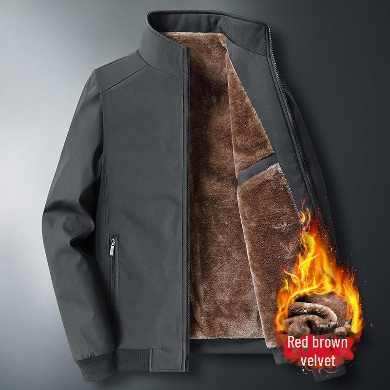 Мужская теплая хлопковая куртка с воротником-стойкой - повседневное пальто большого размера Cross-Border для людей среднего и пожилого возраста