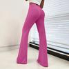 Women Flared Pants Elastic High Waist Solid Color Long Pants