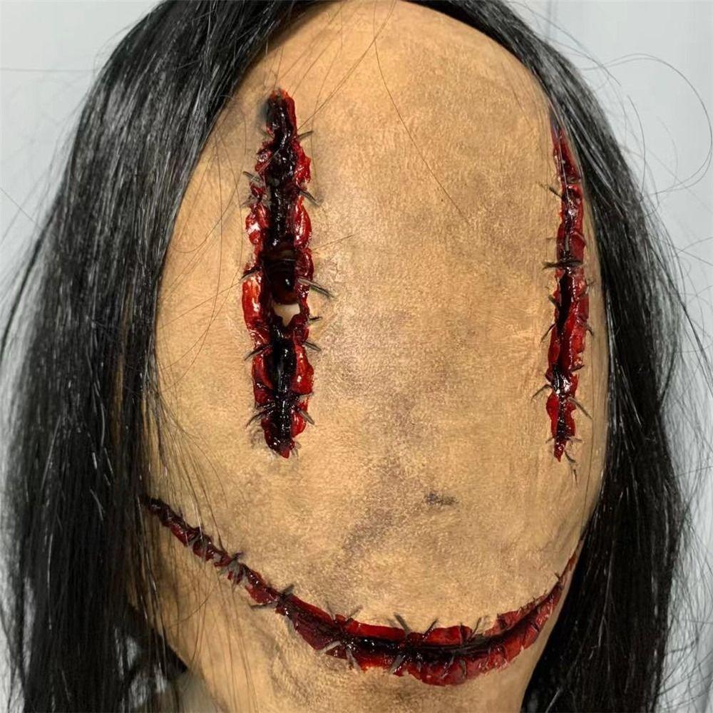 Spooky Scary Halloween Mask Full Face Mask Long Hair Demon Mask Ghost Cosplay Mask Dress Party