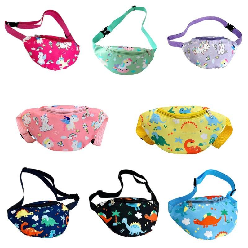 Милая детская поясная сумка с единорогом, мультяшная сумка через плечо с динозавром, нейлоновый материал, легкая и защищенная от краж