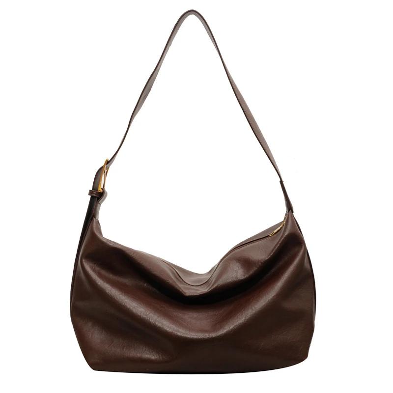 Women's Soft Monochromatic Shoulder Bag Zipped Bags Large Capacity High Quality Interior Compartment Fashionable