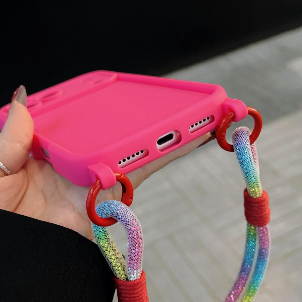 Ремешок-шнурок Мягкий силиконовый чехол для iPhone 17 Pro Max 16 15 14 13 12 11 XR XS X 7 8 Plus Защита камеры Ударопрочный чехол