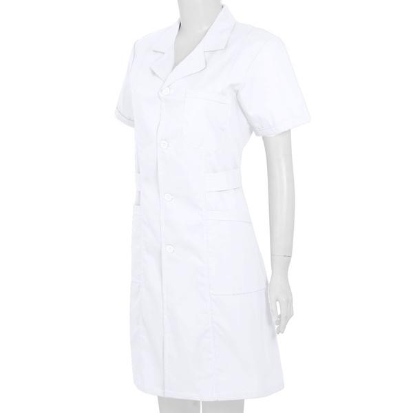Женское и взрослое однотонное платье-рубашка с короткими рукавами, платье-рубашка для медсестры в больнице, униформа, платье