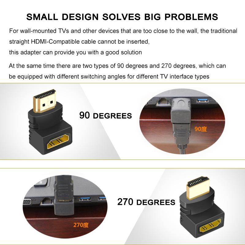 HDMI-совместимый кабель HDMI 90 градусов между мужчинами и женщинами, винтовой кабель для крепления на хост-панели, разъем HDMI-HDMI 1,4 В для удлинителя сплиттера