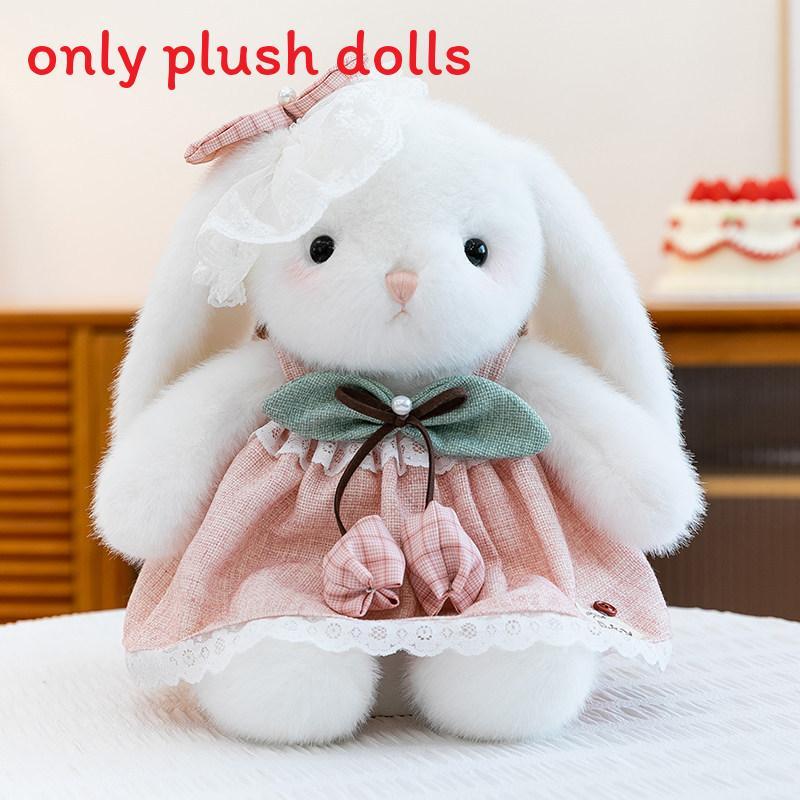 Plush Rabbit Toy With Dress And Bow Decoration For Girls And Kids Snuggle Pillow
