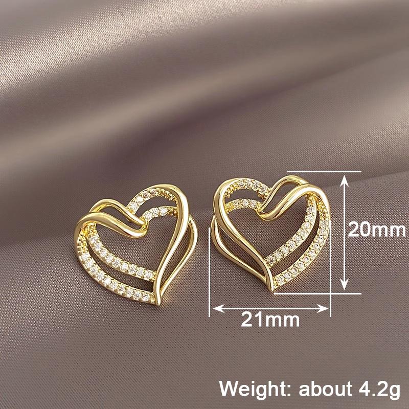 Серьги-пусеты с дизайном «Сладкое сердце», романтичные, изящные, свадебные украшения для невесты, женские роскошные аксессуары золотого цвета