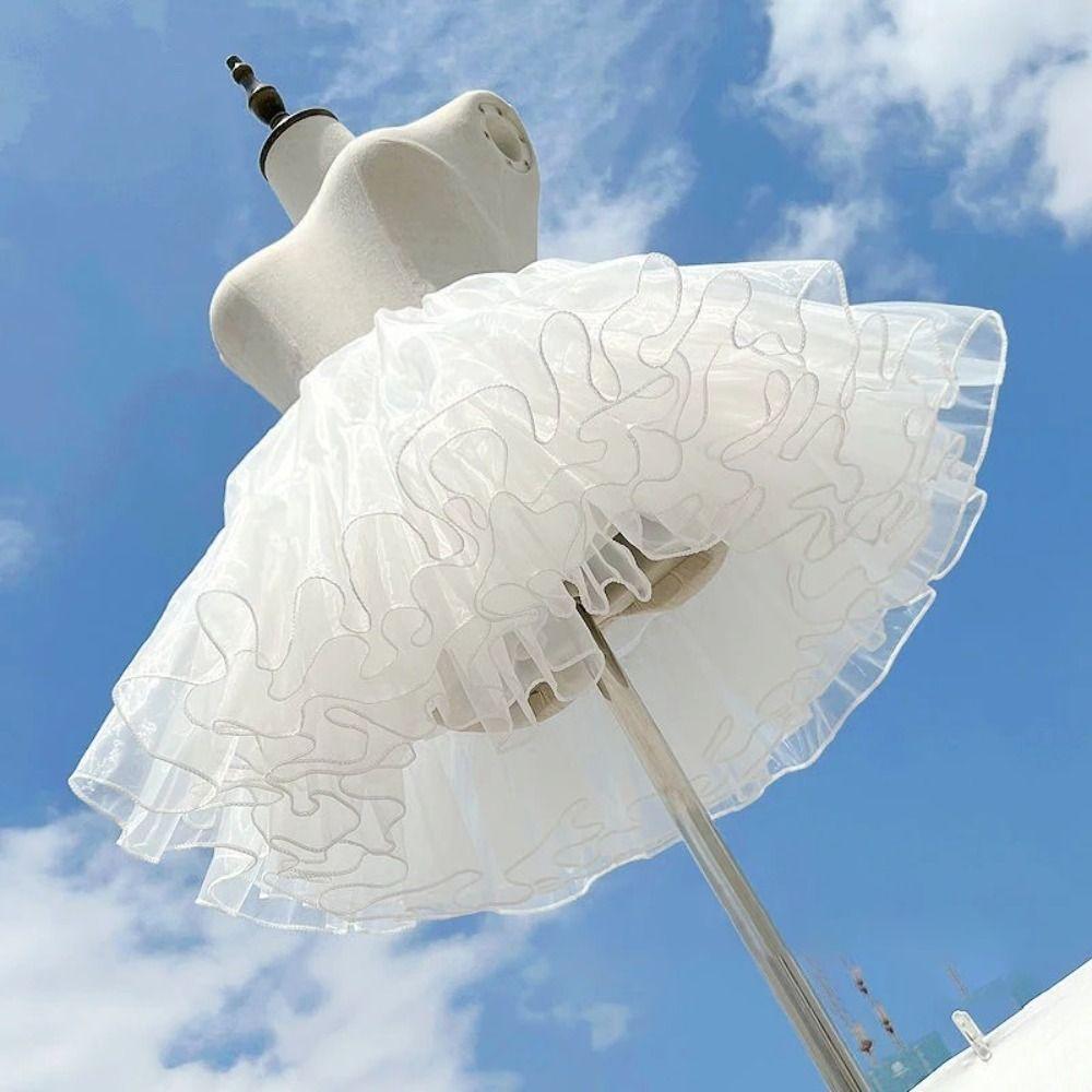 4 Layer White Petticoat Lolita Bottoms Skirt Support New Boneless Puffy Skirt