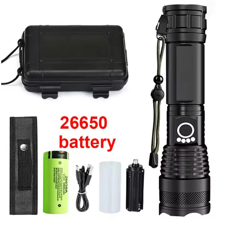 Professional Rechargeable LED Tactical Flashlight – Aluminum Alloy High Power Telescopic Zoom for Outdoor Camping and Fishing