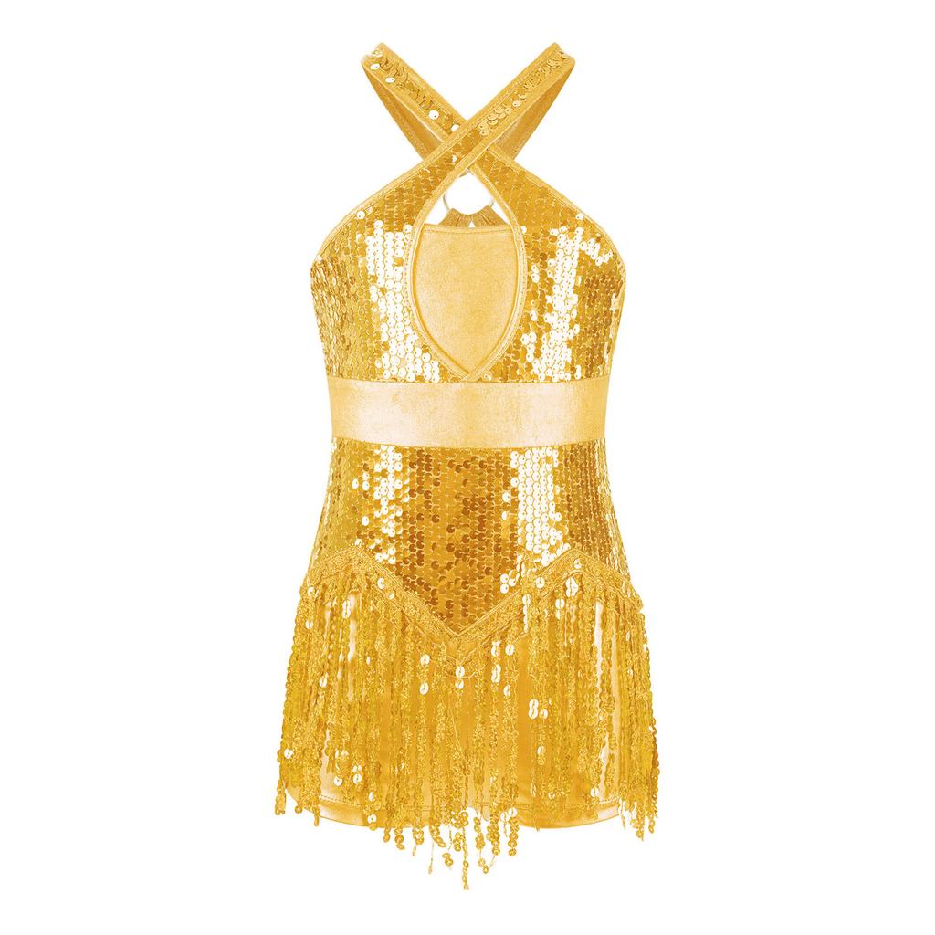 Детское боди для латинских танцев Ча-Ча с бахромой, купальник с блестками и кисточками, костюм для выступлений, одежда для танго, джаза, танцев