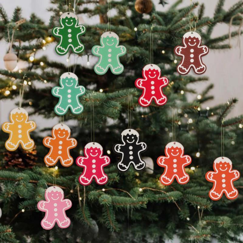 12pcs Gingerbread Christmas Ornaments for Christmas Tree Decorations Xmas Hanging Rustic Tree Decor Holiday Party Gifts