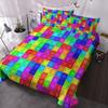 Цветное постельное белье из трех предметов с одеялом из строительных блоков