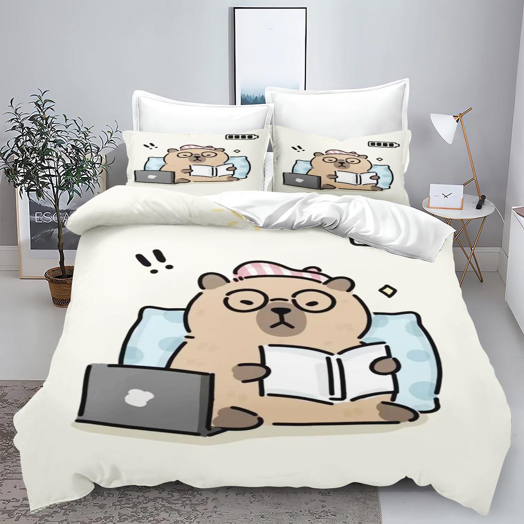 Новый комплект постельного белья с 3D-принтом в виде животных Kawaii Capybara для мальчиков и девочек Twin Queen Size, пододеяльник, наволочка, детская кровать, домашний текстиль для взрослых
