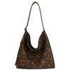 Large Capacity Tote Bag Women's Autumn New Leopard Print Shoulder Messenger Bag Simple Retro Canvas Commuter Bag