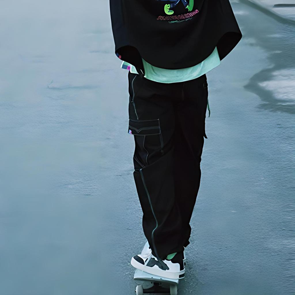 Li Ning X Steven Harrington Collaboration Steven Harrington Series Large Pocket Button Straight Leg Casual Pants Men Pants Black AKXSB73-1