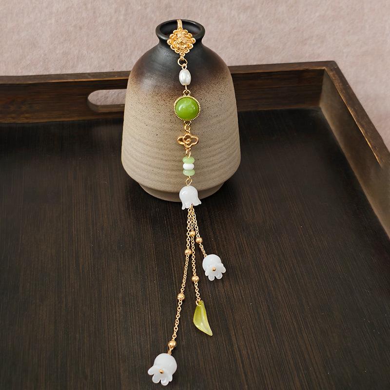 Нефритовая подвеска на пояс в древнем стиле, поясная подвеска, китайский ханьфу, ципао, подвеска с кисточкой, поясная цепочка, кулоны, украшение на пояс платья