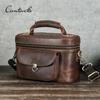 CONTACT'S Genuine Leather Men Camera Bags Vintage High Quality Camera Storage Box Male Travel Tote Bags Camera Lens Pouch
