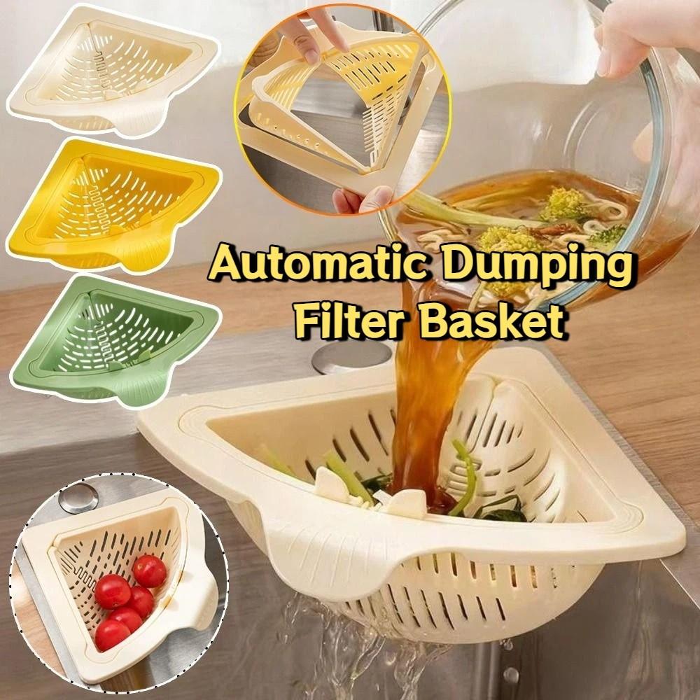 Detachable Sink Strainer Basket Creative Automatic Dumping Filter Basket Fruit Washing