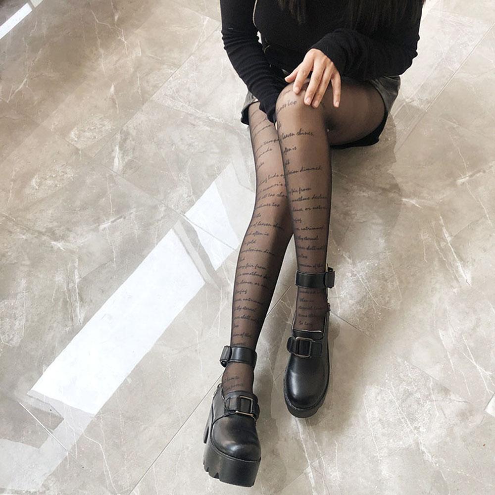 Thin Nylon Anti-hook Woman Sexy Transparent Tights Inscriptions Tattoos Pantyhose With Patterned