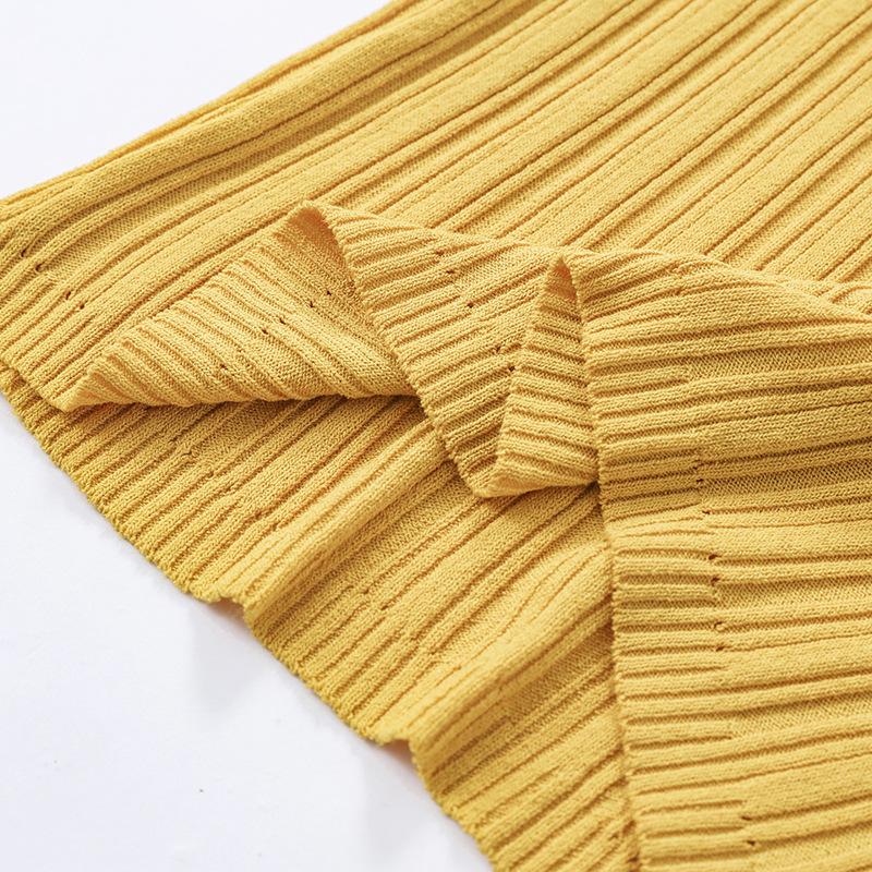 Летняя женская футболка, вязаный пуловер с короткими рукавами, вязаная футболка с круглым вырезом, облегающий топ