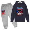 Autumn Winter Poppy Playtime Huggy Wuggy Character Printed Hoodies Sweatpants Sets Casual Warm Sports Long Sleeved Pants Children's Boy Clothing Sets
