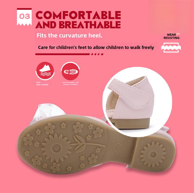 2024 Новые мягкие кожаные сандалии принцессы для девочек - Летняя танцевальная обувь для малышей и маленьких девочек