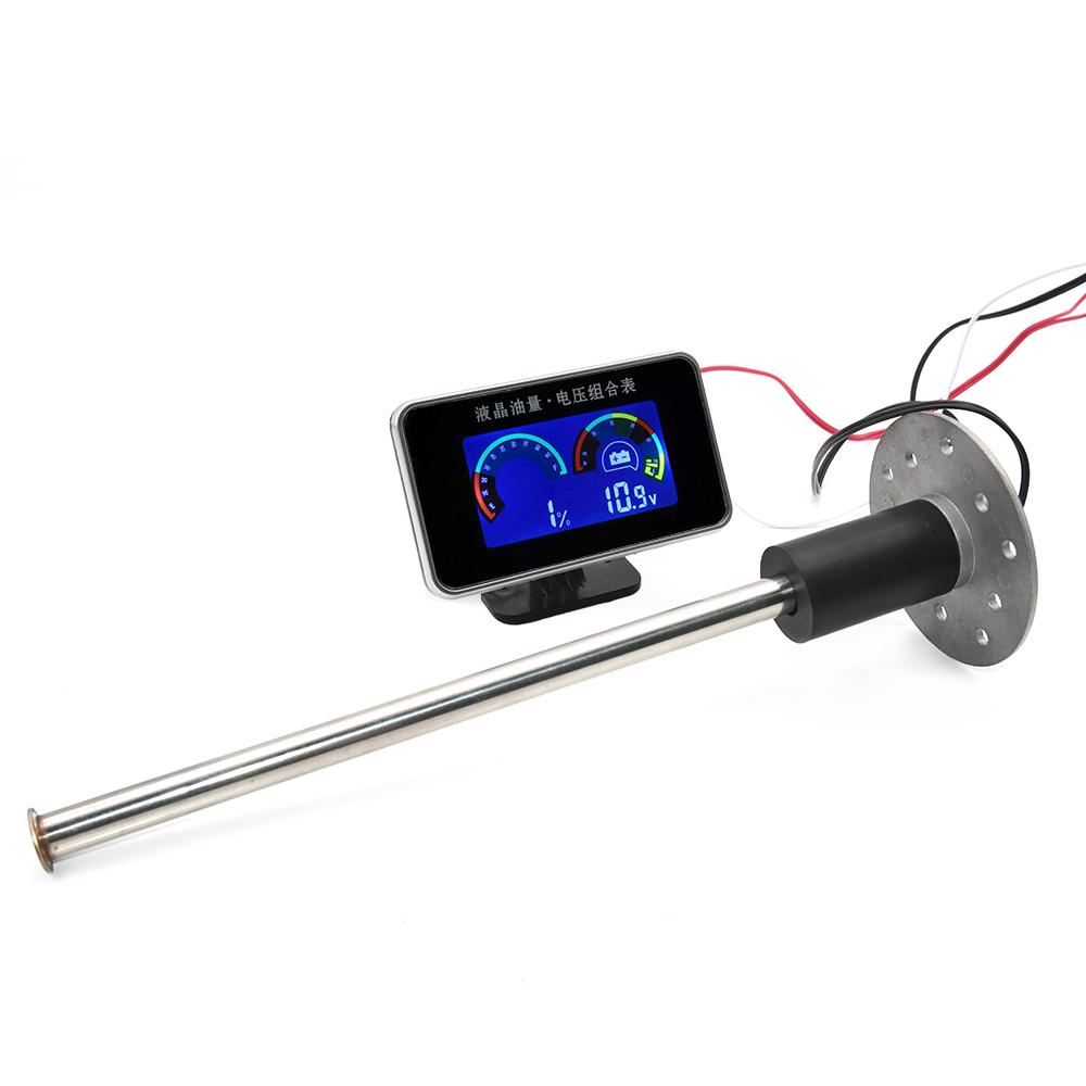 Fuel Level Sensor+Fuel Gauge 2 IN 1 Fuel Level Meter + Voltmeter Fit Car Truck Motorcycle 12V/24V 380mm 280mm Sender Unit Custom