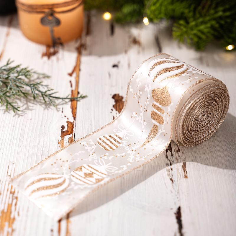 1 Roll Christmas Ribbon Diy Christmas Tree Decoration Wreath Decoration Gift Packaging Decoration Ribbon