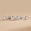 Earrings for 6 one diamond pure round cut artificial diamond silver base metal platinum plated female gift with wrapping included women, unisex,