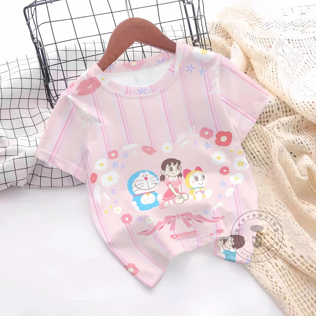 Fashions Girl T-Shirt 3D Print Cute Doraemon T Shirts Casual Crew Neck Boys' And Girls' Clothing T-Shirts For Children