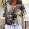 Летние Новые Женские Футболки 3d Модный Принт Градиент Харадзюку Футболка Оверсайз Футболки Для Женской Одежды Новые Топы с Коротким Рукавом и V-образным Вырезом