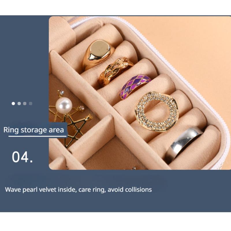 PU Jewelry Box Storage Mirror Box 26 Printed Letter Jewelry Box Portable Jewelry Storage Box Earring Ring Box