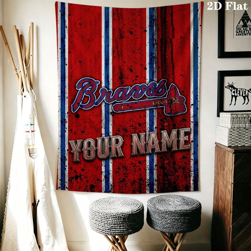 Name Custom Atlanta Braves Wall Tapestry Aesthetic Wall Hanging Printed Fabric Blanket Decorative Tapestries for Bedroom Living Room Home Decor