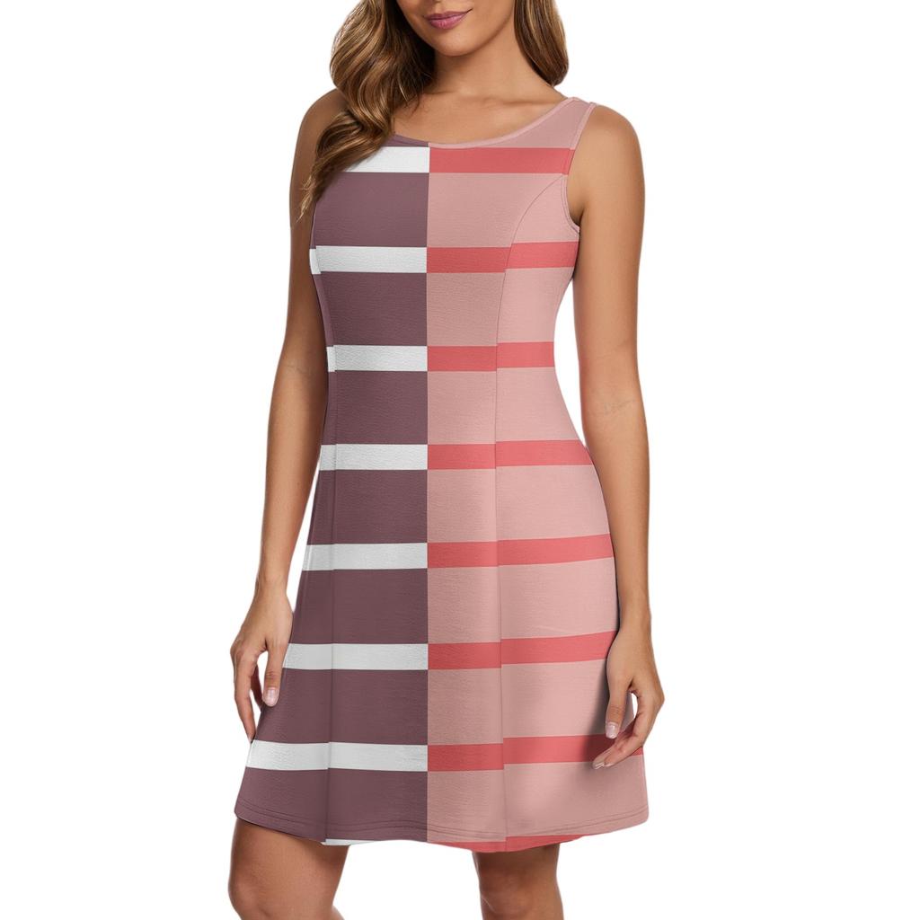 Женские повседневные модные платья-жилеты с полосатым принтом