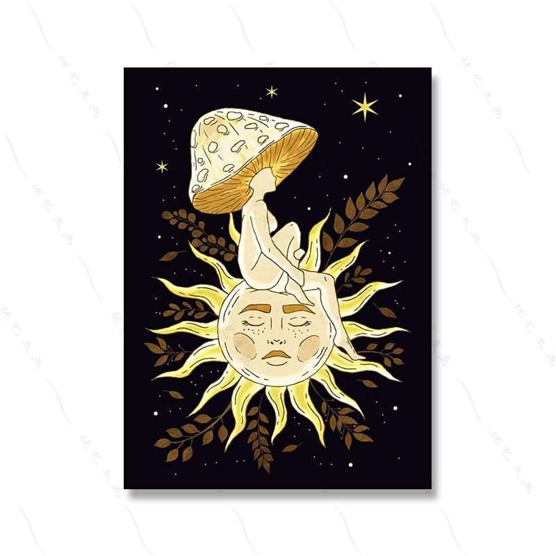 Эстетический Винтаж Ведьма Хиппи Девушка Плакат Принт Ведьма Создание Стены Ретро Абстрактная Холст Картина Комната Домашний Декор