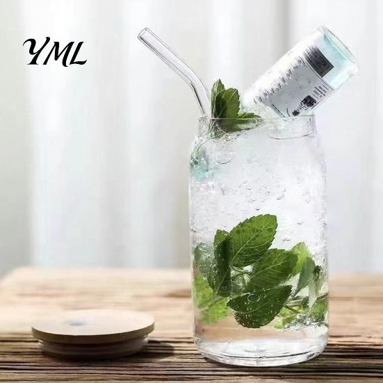 Reusable Glass Straw Tumbler Tumbler, Heat Resistant Borosilicate Cup, Portable Clear Decorative Kitchen Drinkware Drinking for Iced Coffee Matcha And