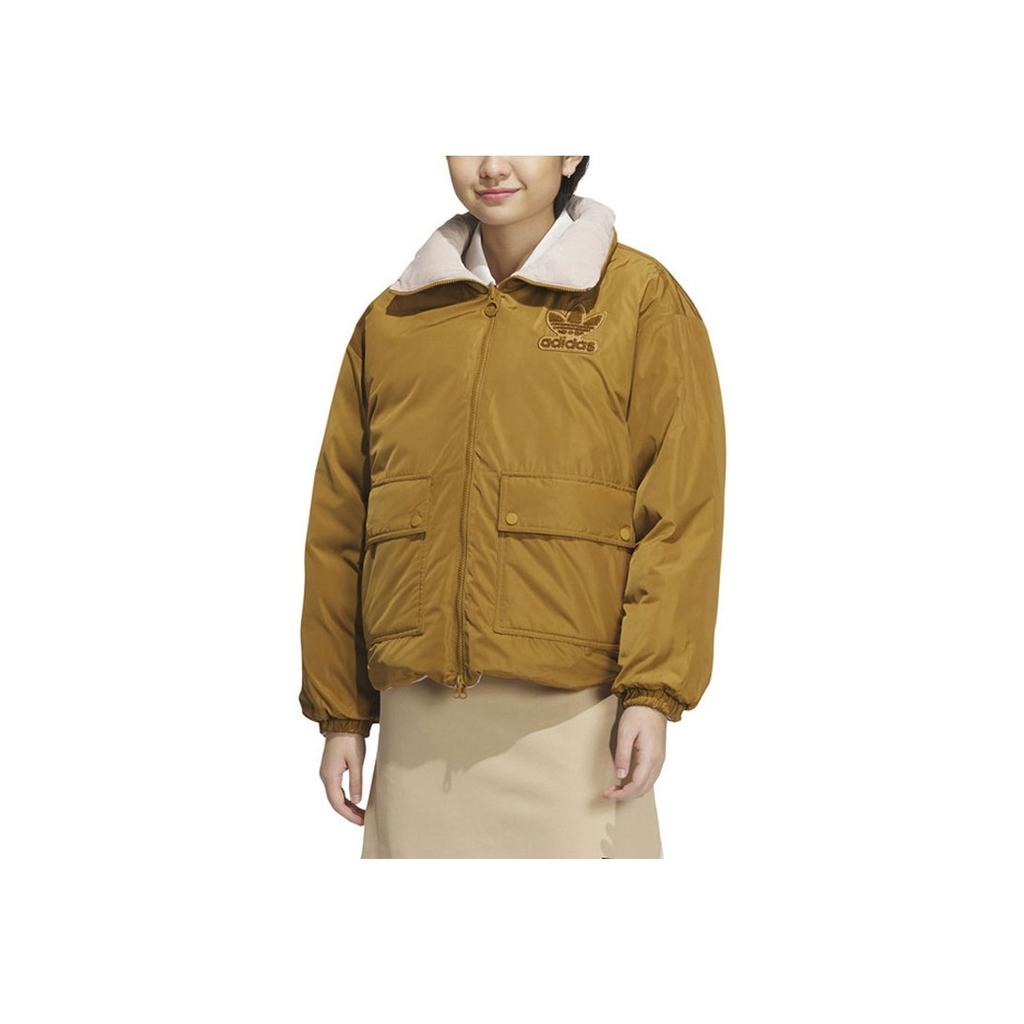 Adidas Двусторонний пуховик Originals 530 с вышитым логотипом, женская верхняя одежда цвета хаки IU4836
