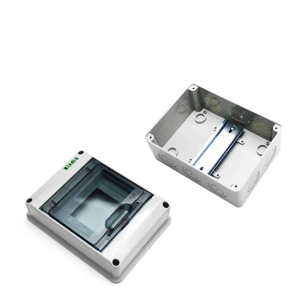 Fielect Circuit Breaker Box 5 Ways Distribution Protection Box ABS Plastic Transparent Cover Waterproof Distribution Box IP65, for Indoor Wall