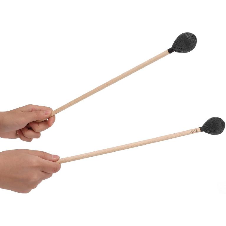 Marimba Mallets, 1 Pair Marimba Mallets Medium Hard Yarn Head with Maple Handle for Percussion Playing MQ‑06 (Black)