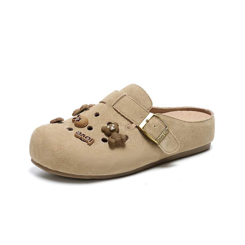 Thick-soled Bag Head Half Slippers Women's Outer Hole Shoes Spring 2025 New Lazy One-pedal Flat-bottomed Cool Slippers