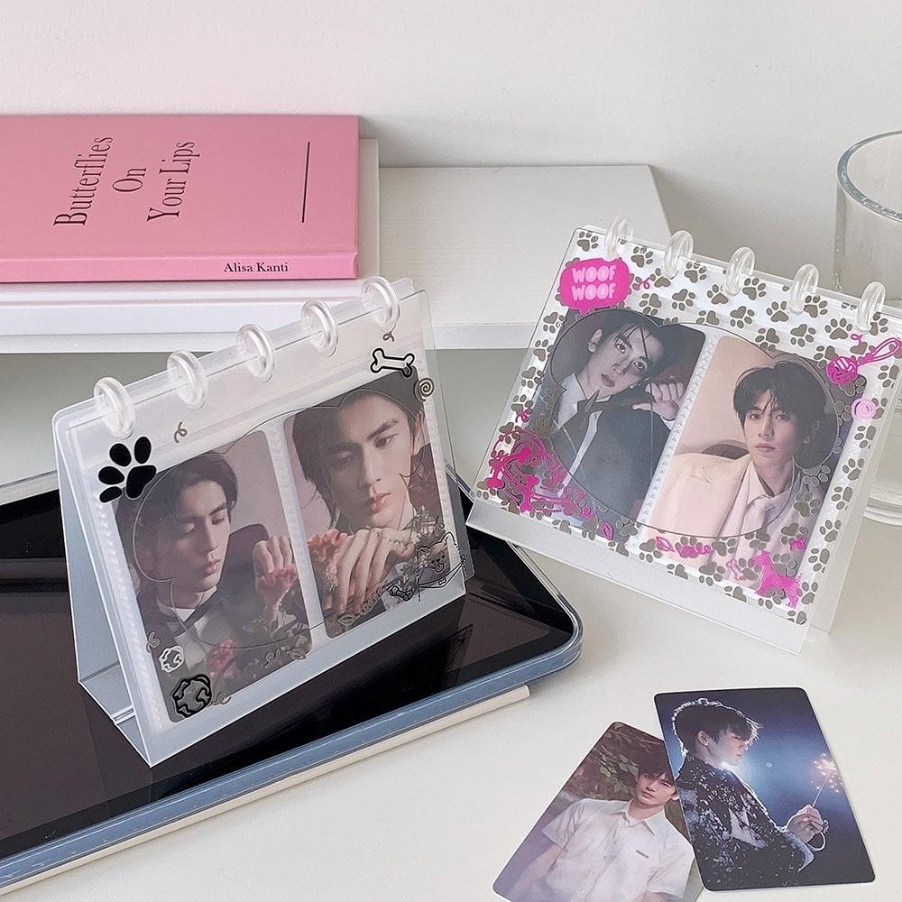 Transparent Flip Up Photocard Holder Cat Dog Photo Album Durable Card Display Rack Birthday Gift